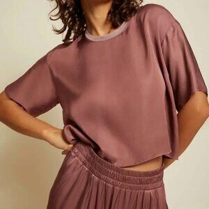 Nation LTD Blouse Top Short Sleeve Crop Medium